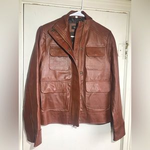 Small Leather Coat Brown “Ultimate Jackets” brand Vintage 70s exquisite unisex